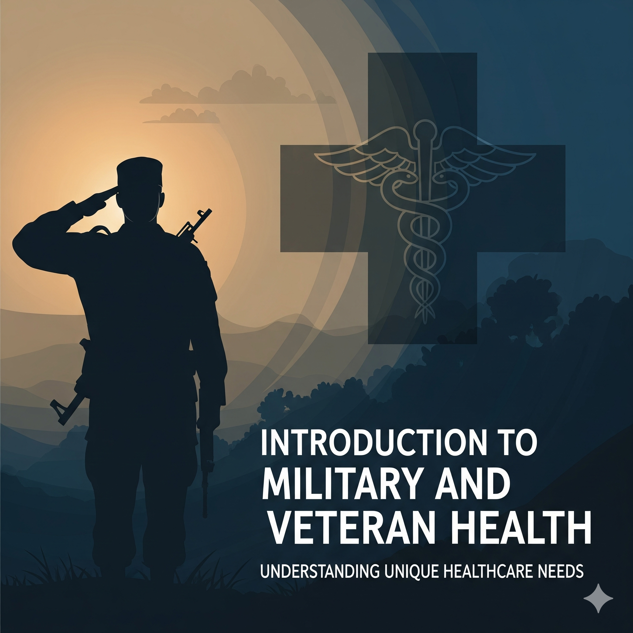 Military servicemember silhouette with medical cross